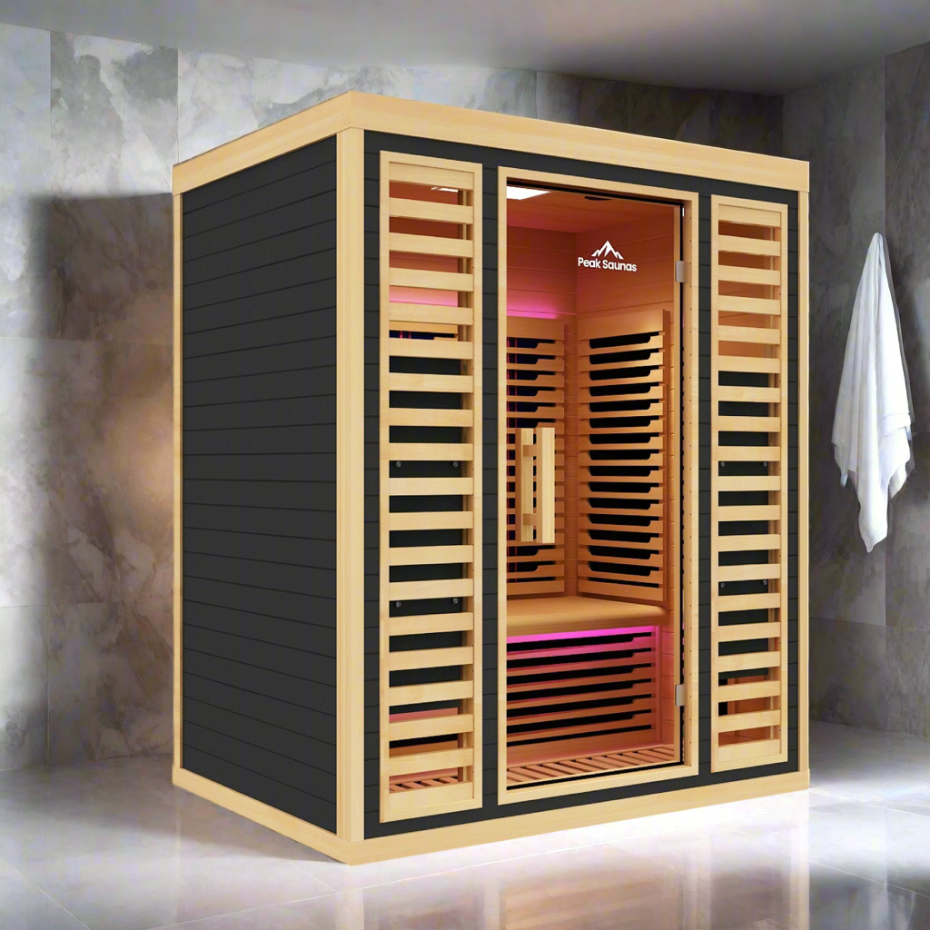 Peak Saunas Denali 3-Person Full Spectrum Infrared Sauna with Two XL Medical-Grade Red Light Therapy Panels & Smart WiFi App Control