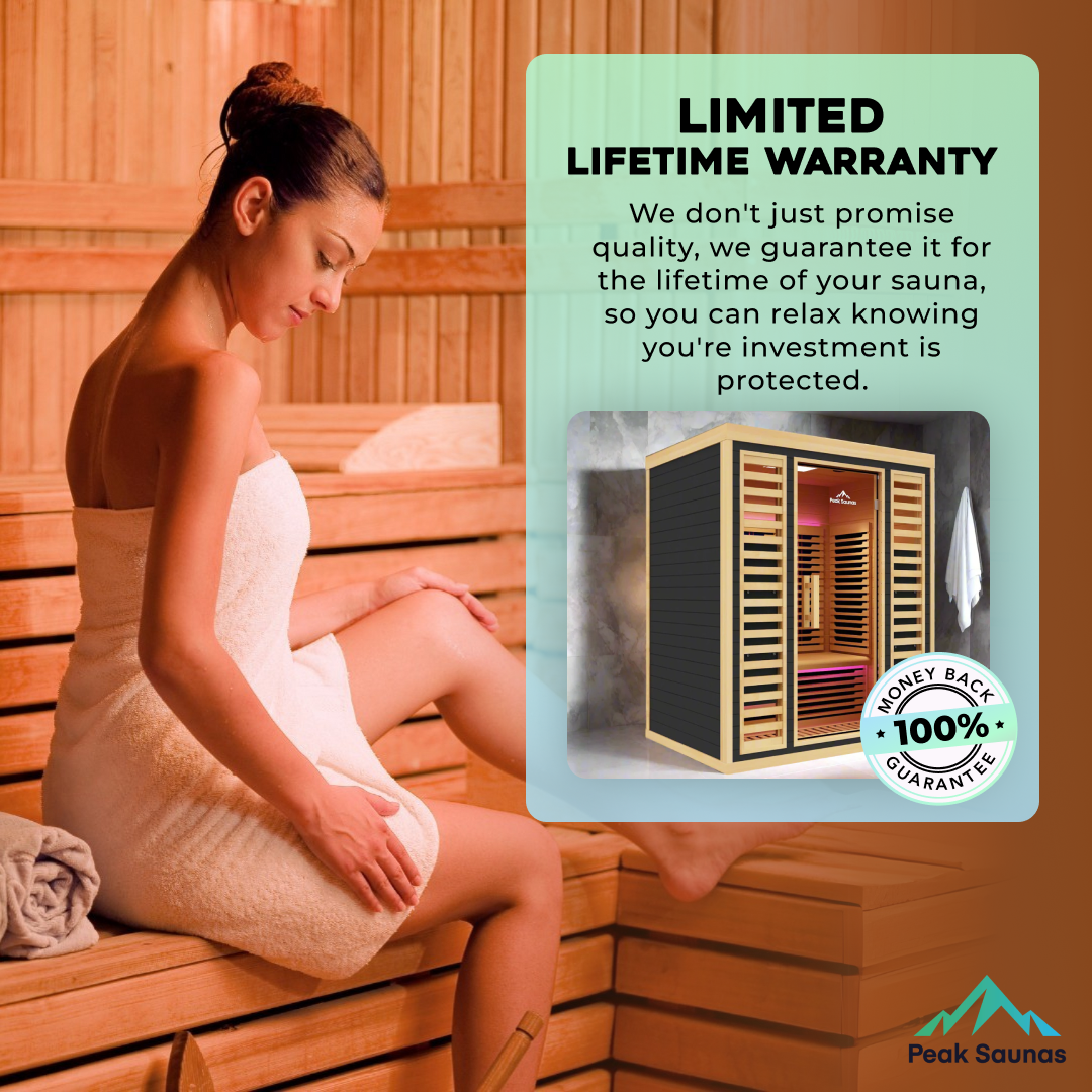Peak Saunas Denali 3-Person Full Spectrum Infrared Sauna with Two XL Medical-Grade Red Light Therapy Panels & Smart WiFi App Control