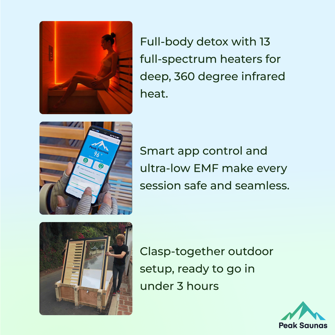 Peak Saunas El Capitan 4-Person Outdoor Full Spectrum Infrared Sauna with Smart WiFi App Control