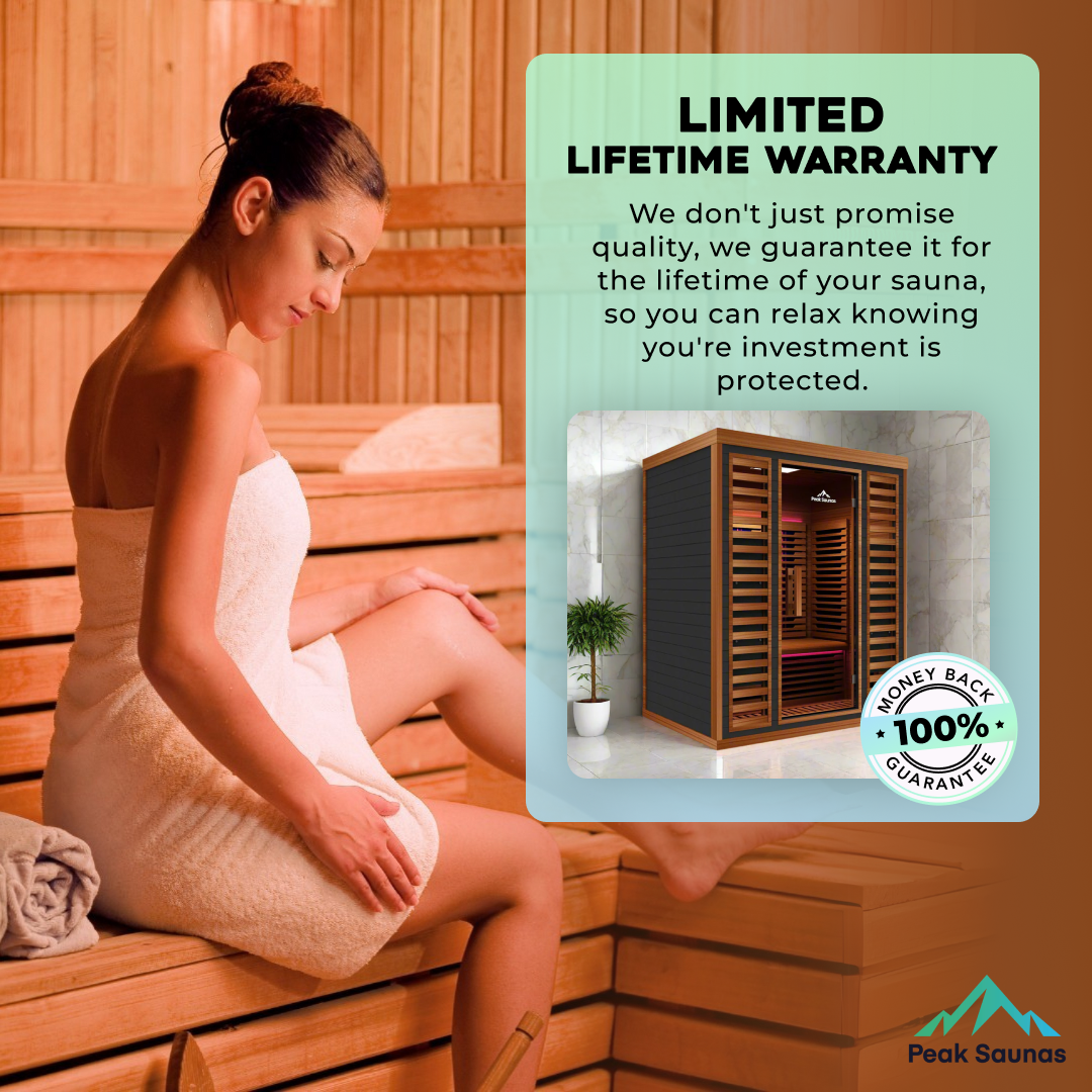 Peak Saunas Matterhorn 3-Person Full Spectrum Infrared Sauna with Two XL Medical-Grade Red Light Therapy Panels & Smart WiFi App Control