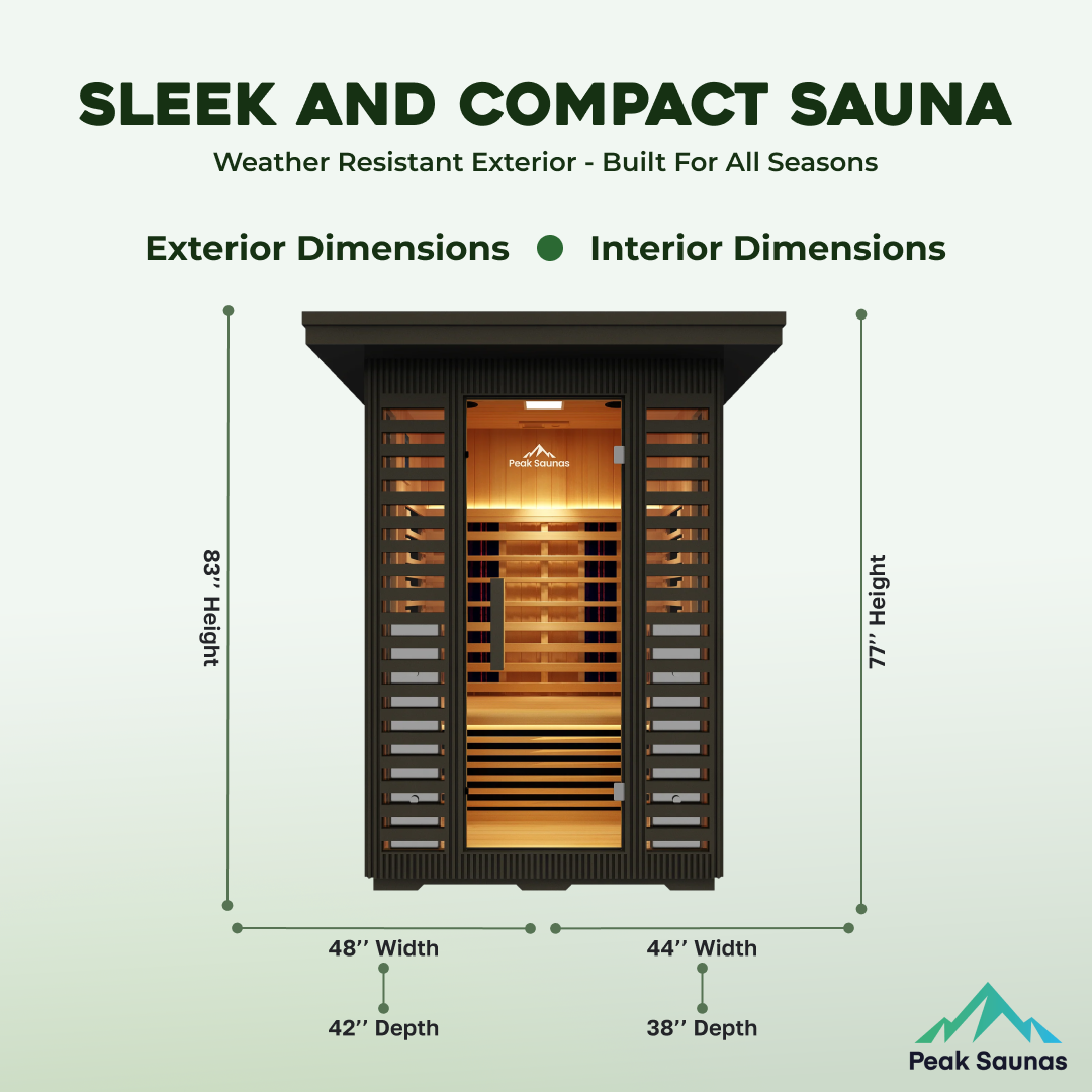 Peak Saunas Patagonia 2-Person Outdoor Full Spectrum Infrared Sauna with Smart WiFi App Control