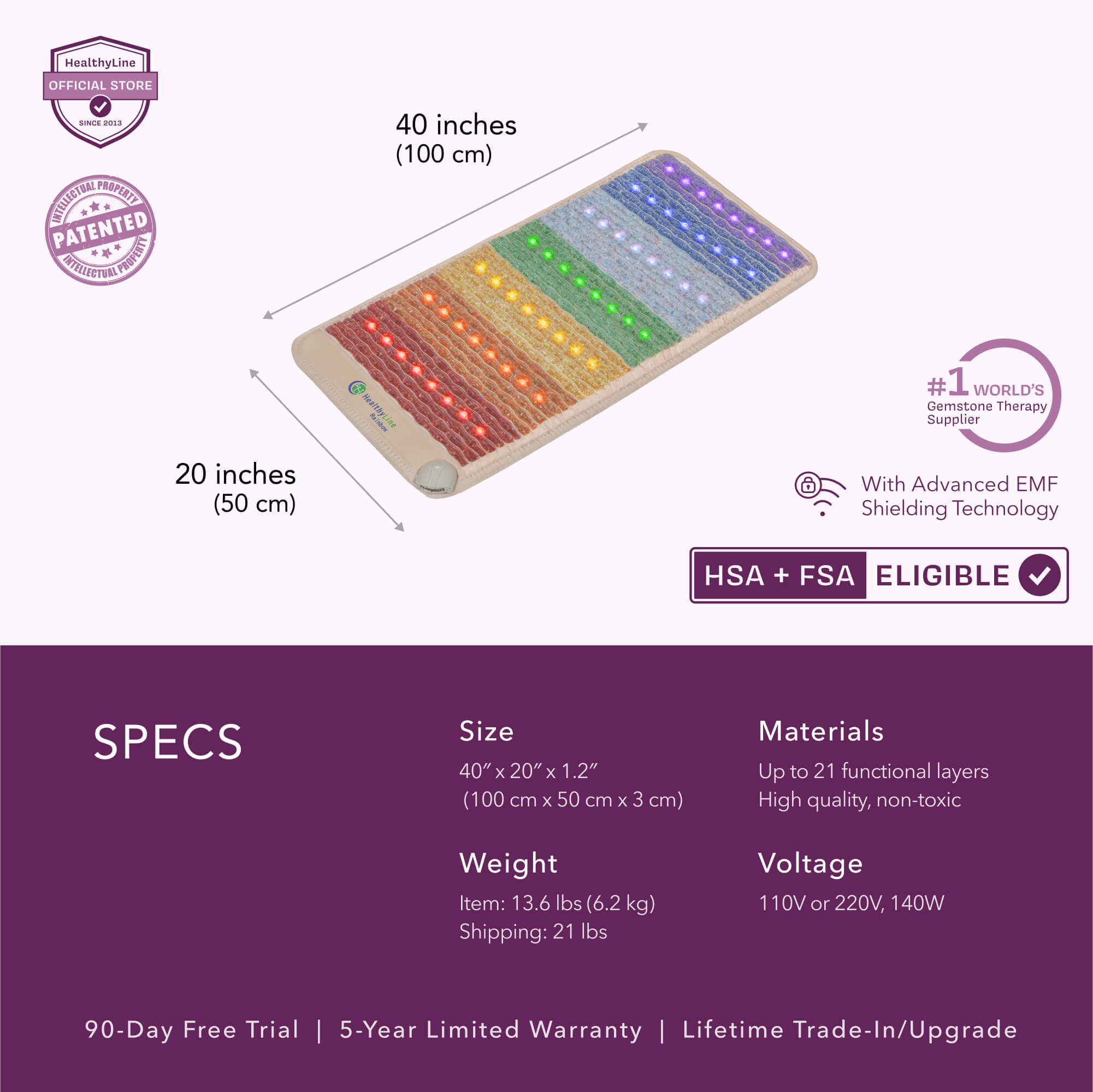 The HealthyLine Rainbow Chakra Series | PEMF Infrared Heating Mats