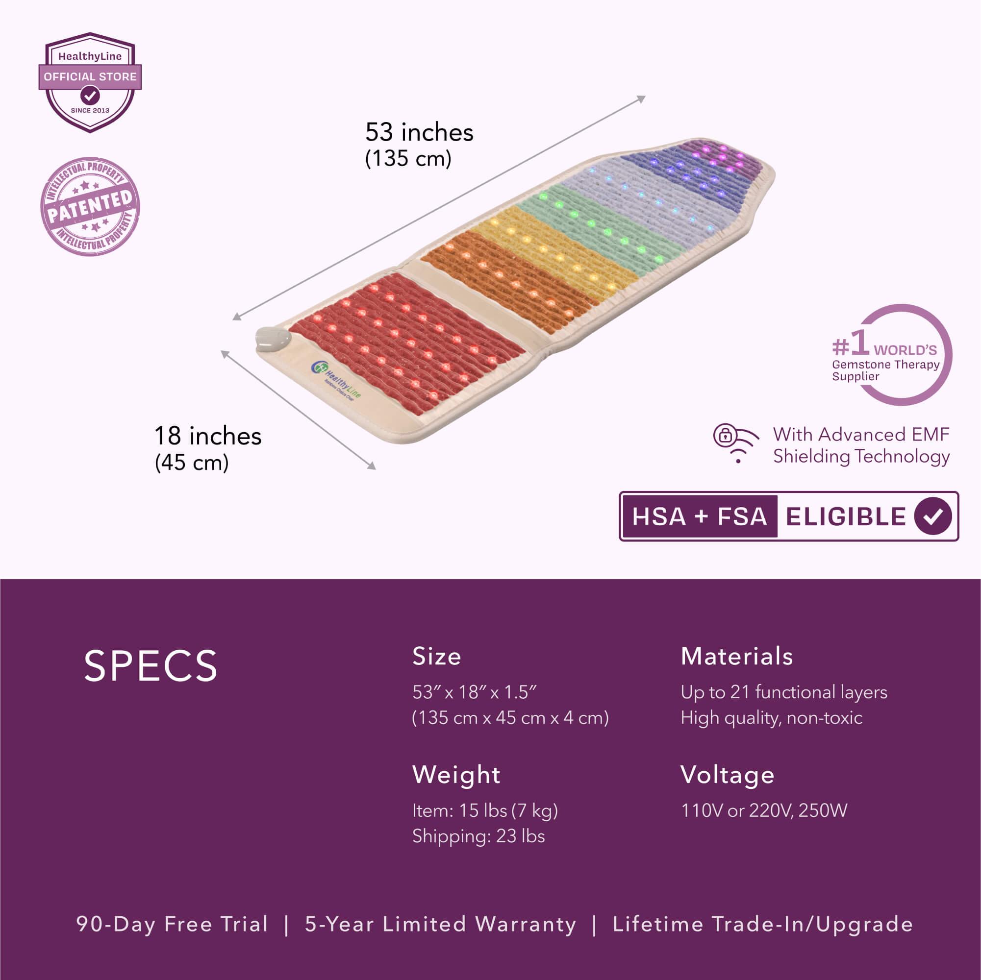 The HealthyLine Rainbow Chakra Series | PEMF Infrared Heating Mats