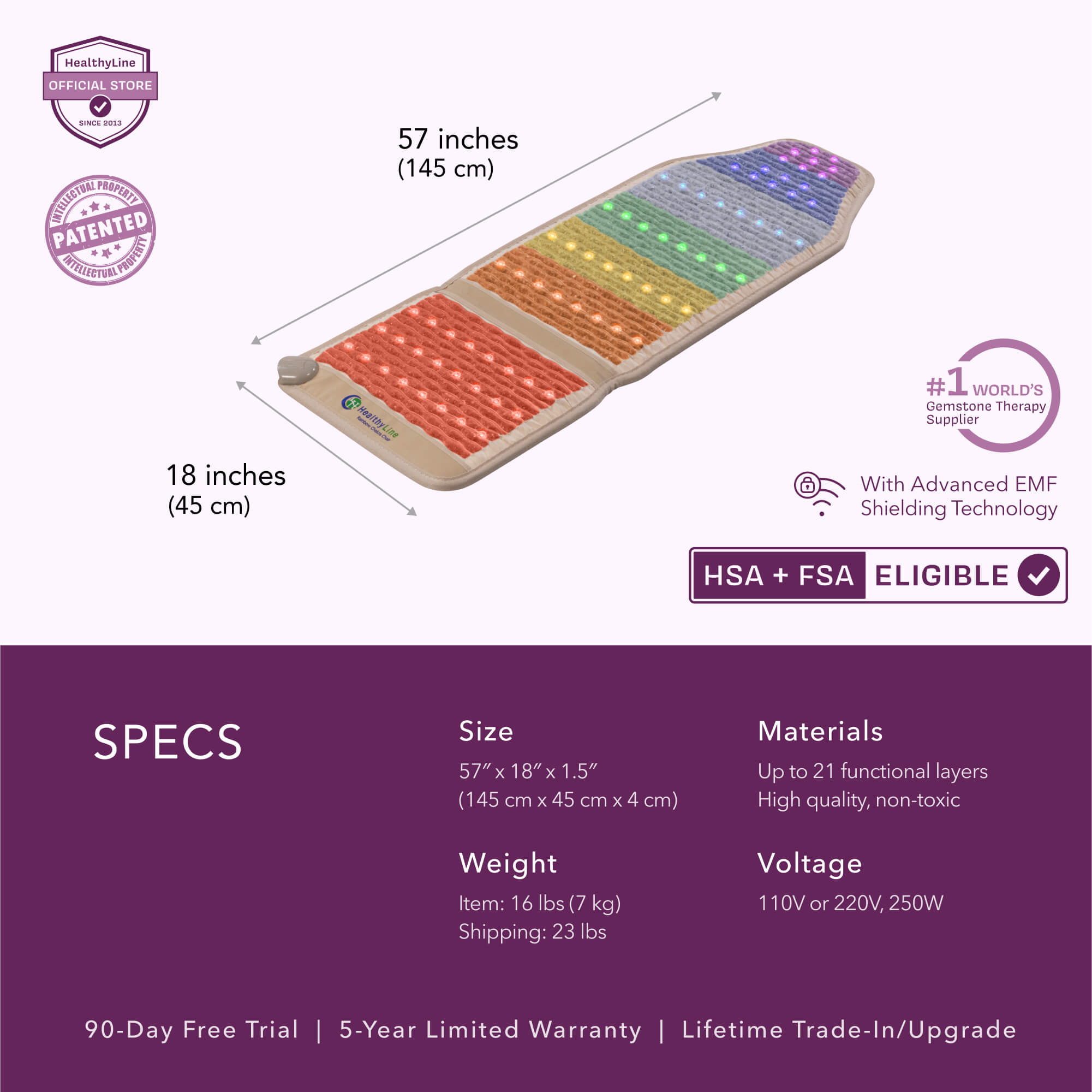 The HealthyLine Rainbow Chakra Series | PEMF Infrared Heating Mats