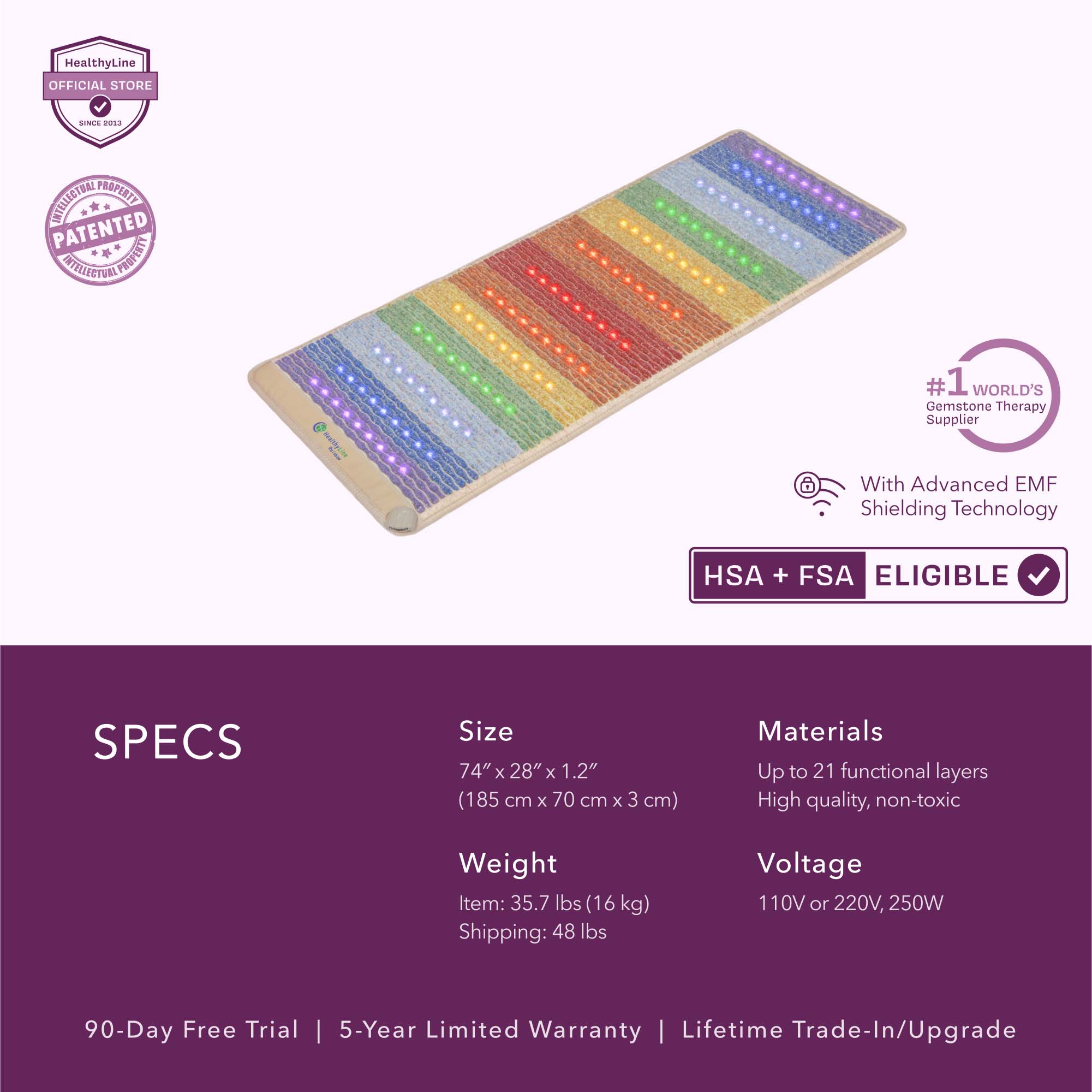 The HealthyLine Rainbow Chakra Series | PEMF Infrared Heating Mats
