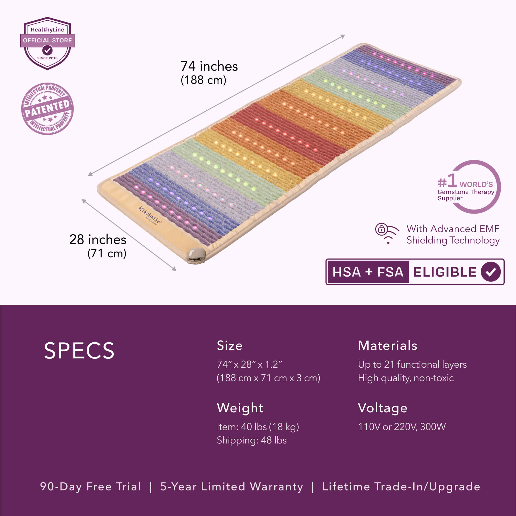The HealthyLine Rainbow Chakra Series | PEMF Infrared Heating Mats