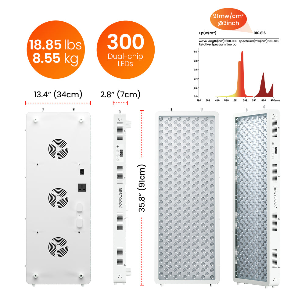 Bestqool Pro Series - Pro300 4 Wavelengths Full-Body - Red Light Therapy Panel