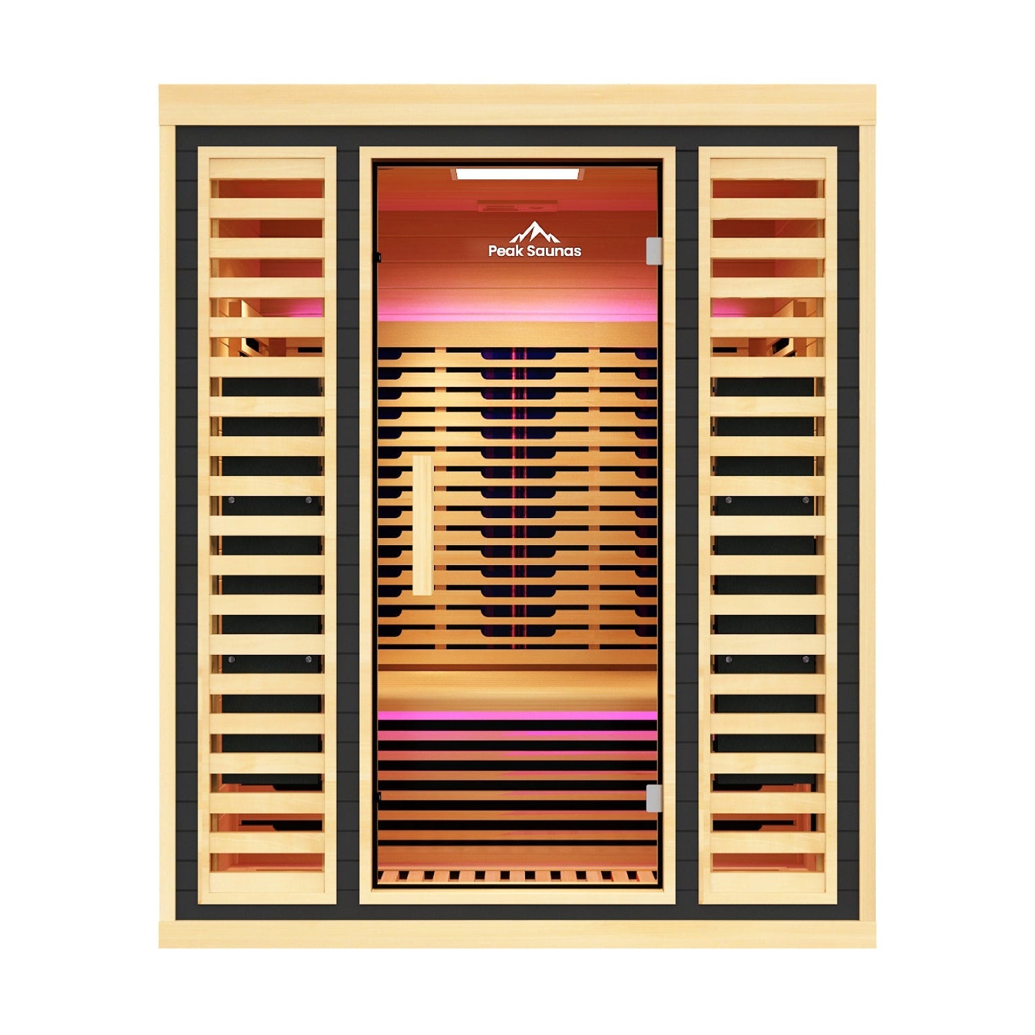 Peak Saunas Denali 3-Person Full Spectrum Infrared Sauna with Two XL Medical-Grade Red Light Therapy Panels & Smart WiFi App Control