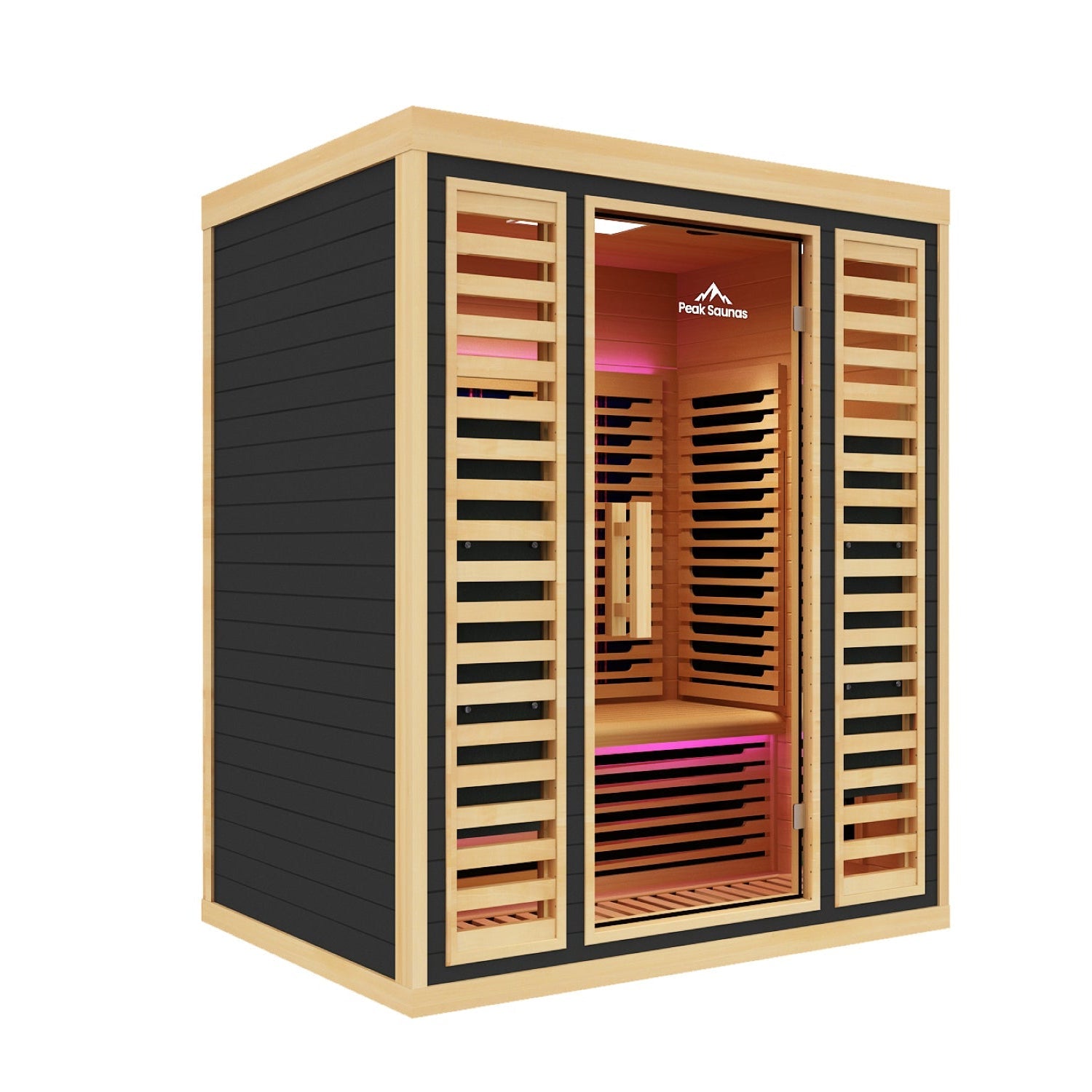 Peak Saunas Denali 3-Person Full Spectrum Infrared Sauna with Two XL Medical-Grade Red Light Therapy Panels & Smart WiFi App Control