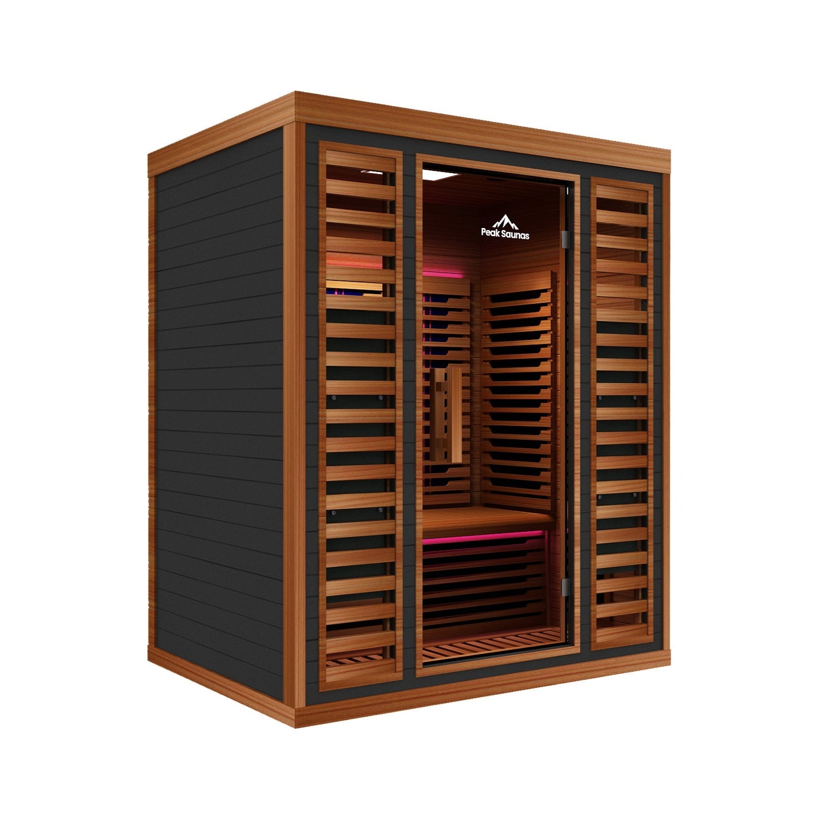 Peak Saunas Matterhorn 3-Person Full Spectrum Infrared Sauna with Two XL Medical-Grade Red Light Therapy Panels & Smart WiFi App Control
