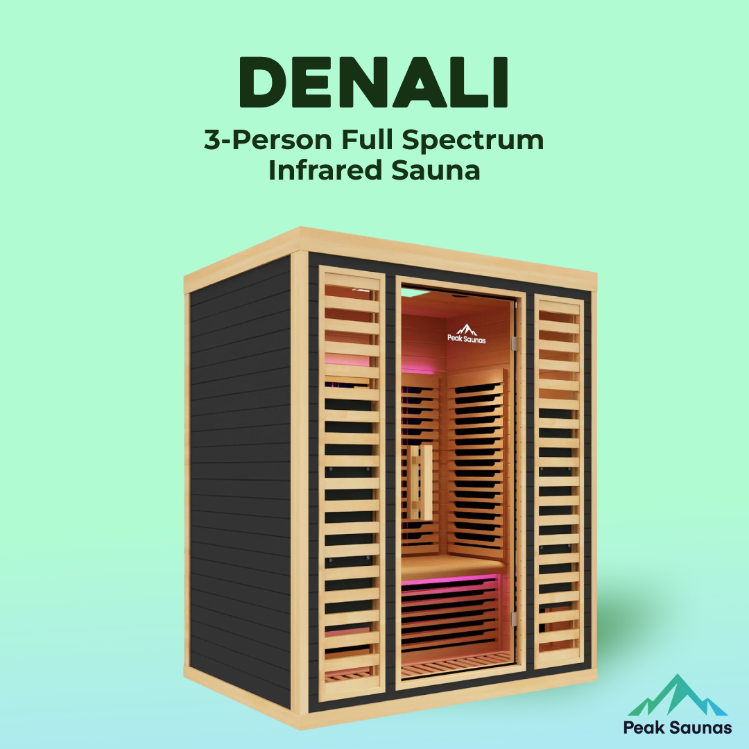 Peak Saunas Denali 3-Person Full Spectrum Infrared Sauna with Two XL Medical-Grade Red Light Therapy Panels & Smart WiFi App Control