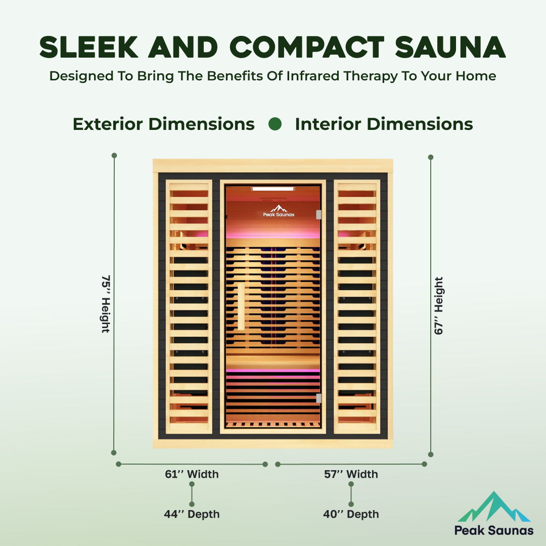 Peak Saunas Denali 3-Person Full Spectrum Infrared Sauna with Two XL Medical-Grade Red Light Therapy Panels & Smart WiFi App Control