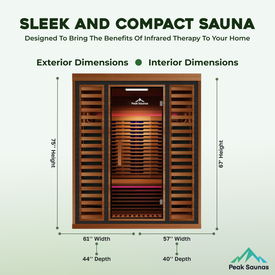 Peak Saunas Matterhorn 3-Person Full Spectrum Infrared Sauna with Two XL Medical-Grade Red Light Therapy Panels & Smart WiFi App Control