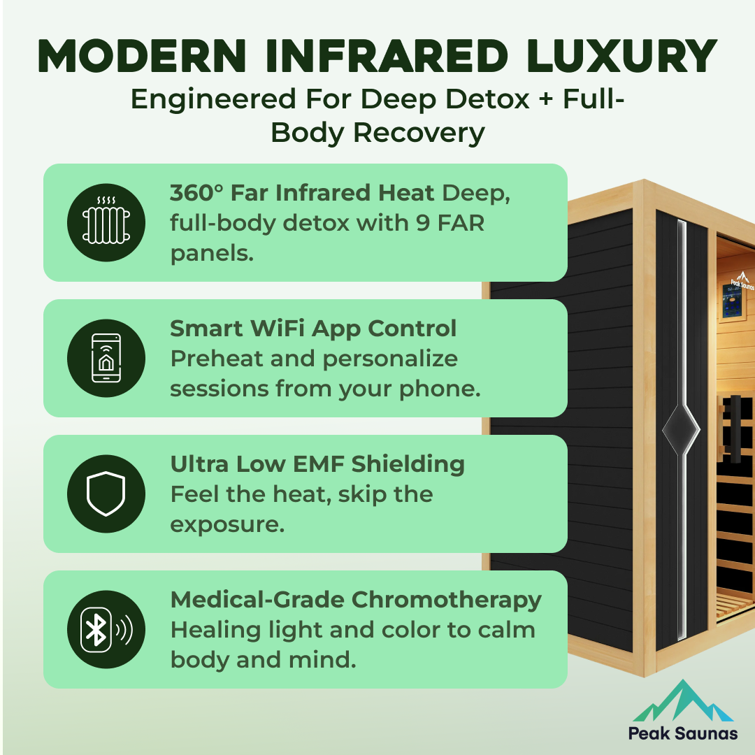 Peak Saunas Olympus 2-Person FAR Infrared Sauna with Smart WiFi App Control