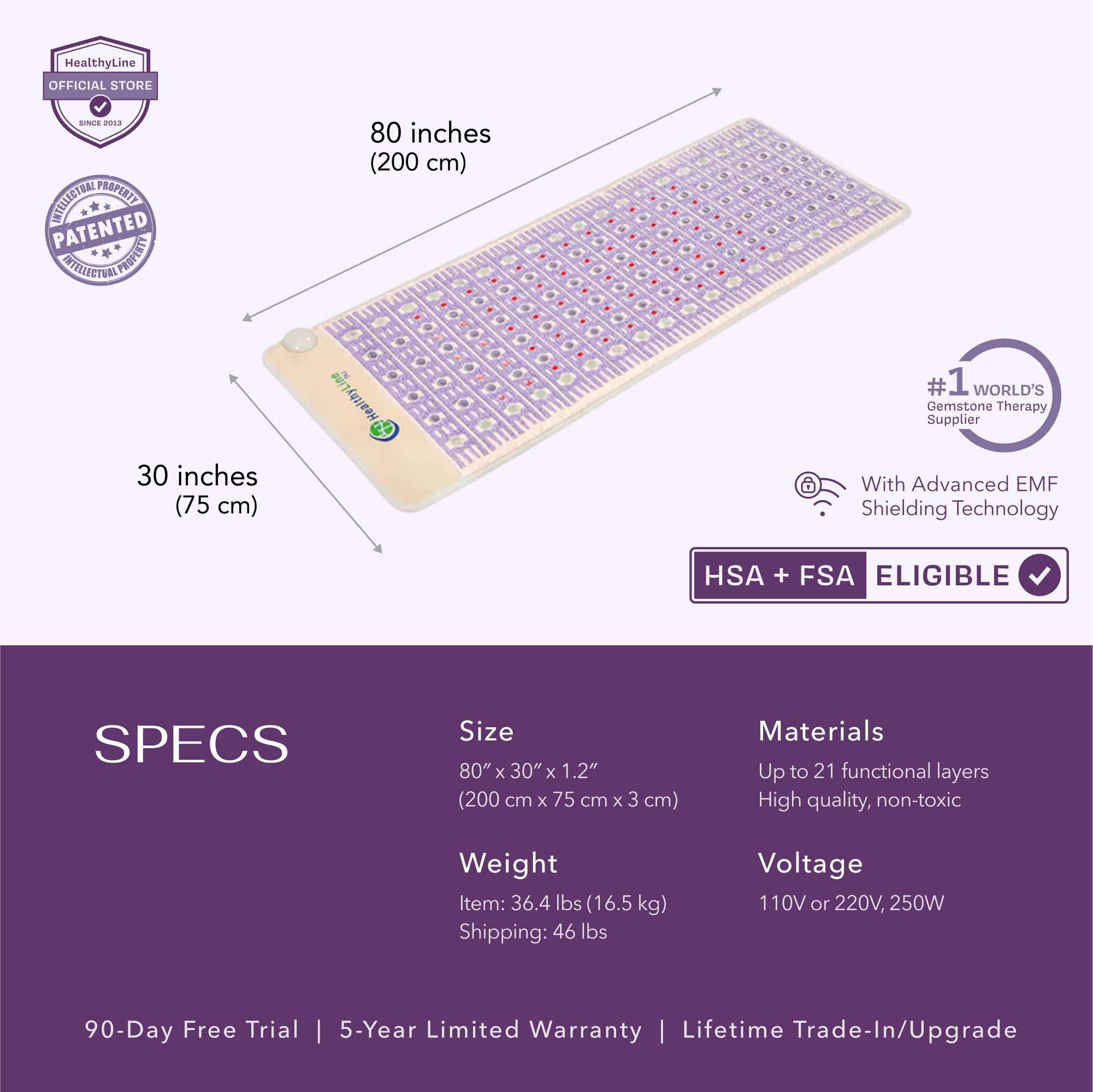HealthyLine TAJ Mat, Infrared PEMF Mat, TAJ Mat with PEMF therapy, HealthyLine Infrared Bed, TAJ Mat for Pain Relief, Crystal Healing Mat, Far Infrared Heating Mat, HealthyLine Therapy Mat, TAJ Mat with Amethyst and Tourmaline, PEMF Mat for Sleep and Relaxation
