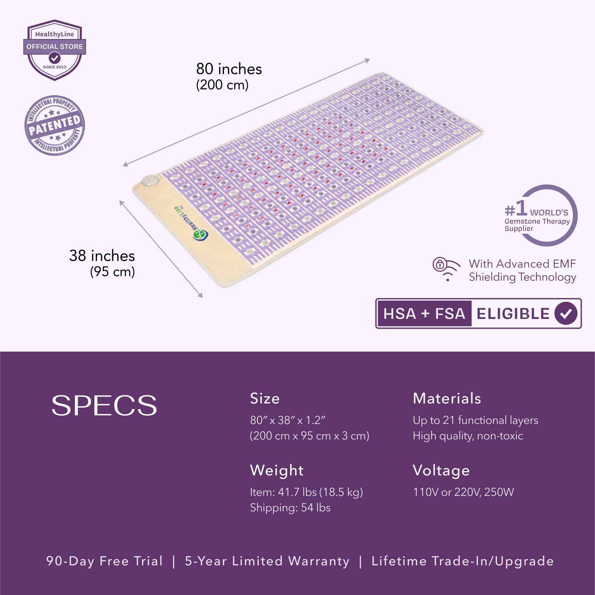 HealthyLine TAJ Mat, Infrared PEMF Mat, TAJ Mat with PEMF therapy, HealthyLine Infrared Bed, TAJ Mat for Pain Relief, Crystal Healing Mat, Far Infrared Heating Mat, HealthyLine Therapy Mat, TAJ Mat with Amethyst and Tourmaline, PEMF Mat for Sleep and Relaxation