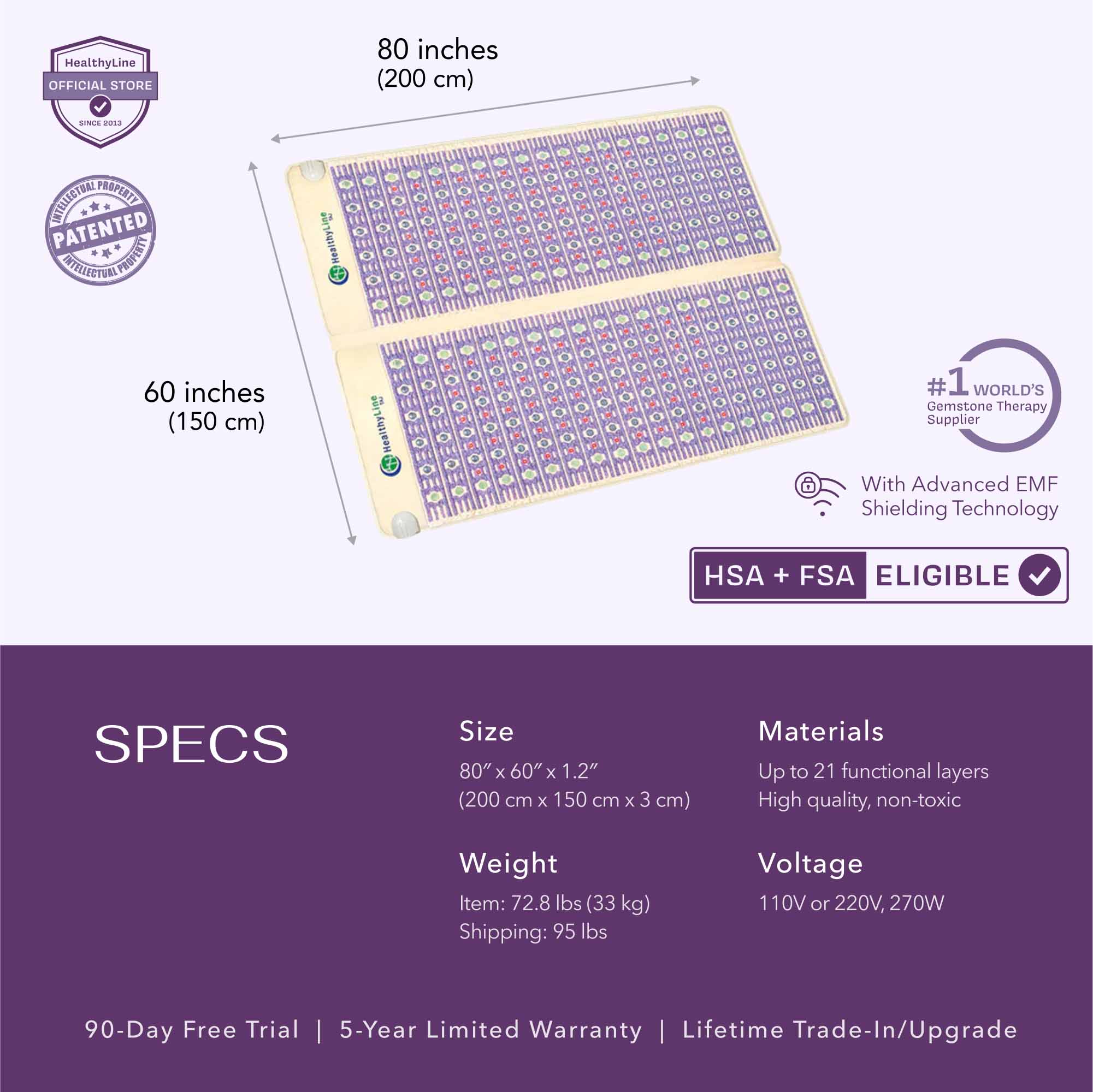 HealthyLine TAJ Mat, Infrared PEMF Mat, TAJ Mat with PEMF therapy, HealthyLine Infrared Bed, TAJ Mat for Pain Relief, Crystal Healing Mat, Far Infrared Heating Mat, HealthyLine Therapy Mat, TAJ Mat with Amethyst and Tourmaline, PEMF Mat for Sleep and Relaxation