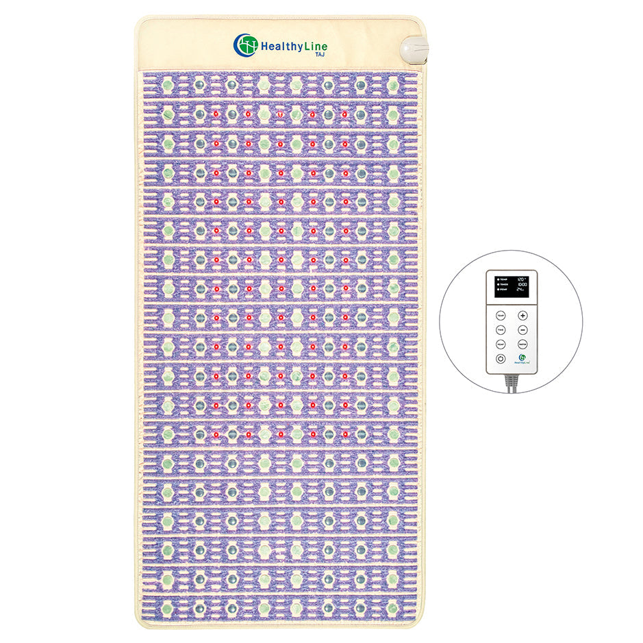 HealthyLine TAJ Mat, Infrared PEMF Mat, TAJ Mat with PEMF therapy, HealthyLine Infrared Bed, TAJ Mat for Pain Relief, Crystal Healing Mat, Far Infrared Heating Mat, HealthyLine Therapy Mat, TAJ Mat with Amethyst and Tourmaline, PEMF Mat for Sleep and Relaxation