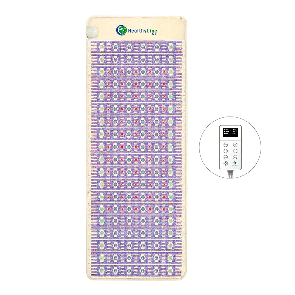 HealthyLine TAJ Mat, Infrared PEMF Mat, TAJ Mat with PEMF therapy, HealthyLine Infrared Bed, TAJ Mat for Pain Relief, Crystal Healing Mat, Far Infrared Heating Mat, HealthyLine Therapy Mat, TAJ Mat with Amethyst and Tourmaline, PEMF Mat for Sleep and Relaxation