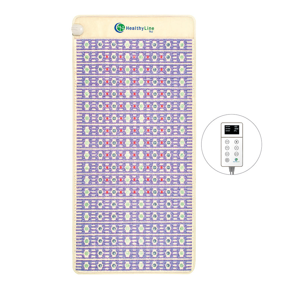 HealthyLine TAJ Mat, Infrared PEMF Mat, TAJ Mat with PEMF therapy, HealthyLine Infrared Bed, TAJ Mat for Pain Relief, Crystal Healing Mat, Far Infrared Heating Mat, HealthyLine Therapy Mat, TAJ Mat with Amethyst and Tourmaline, PEMF Mat for Sleep and Relaxation